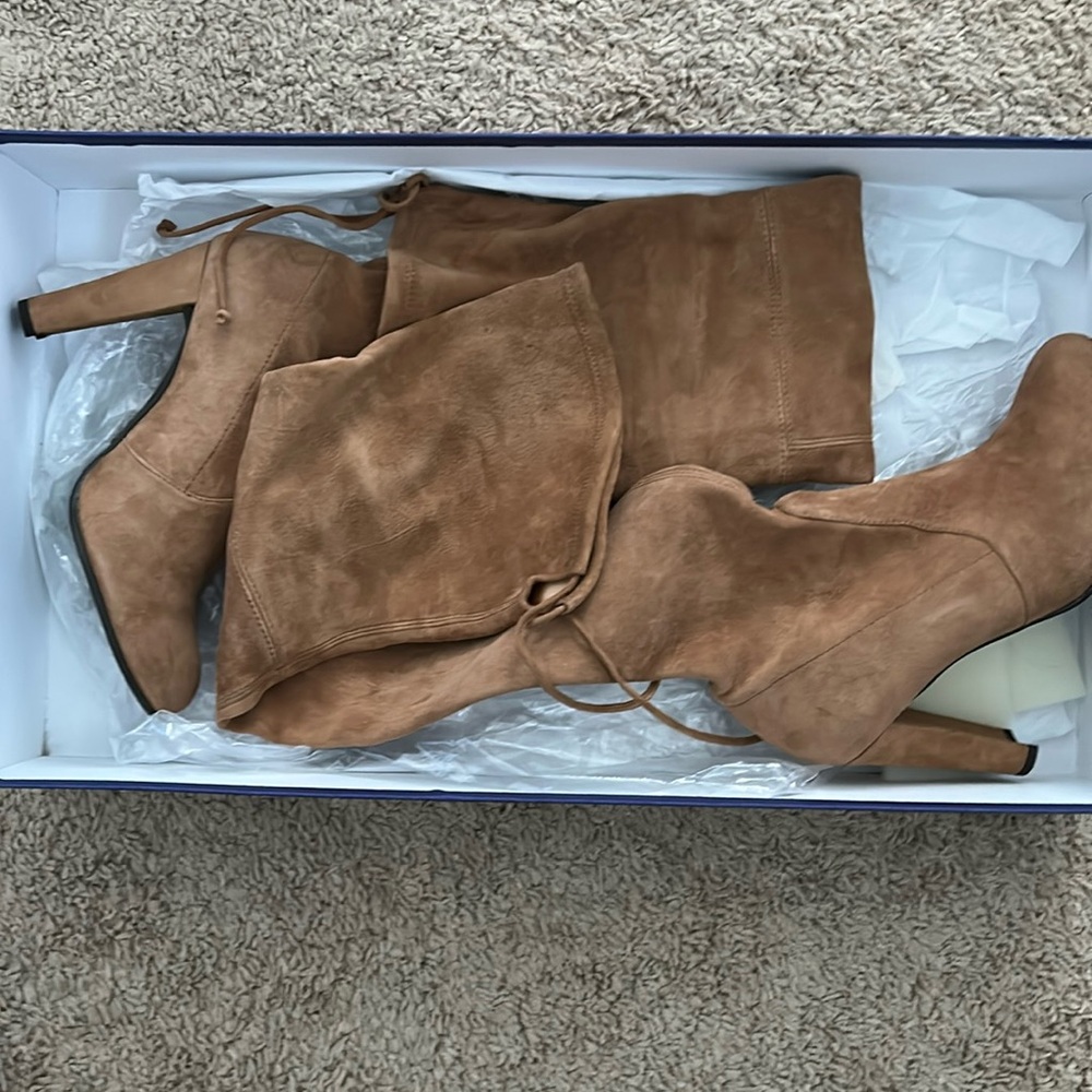 Stuart Weitzman Highland Boots in Toffee Suede